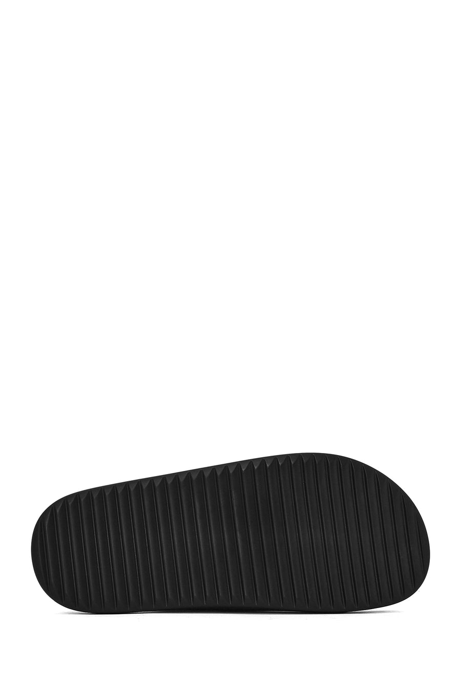 Men's Black Buckled Leather Slippers