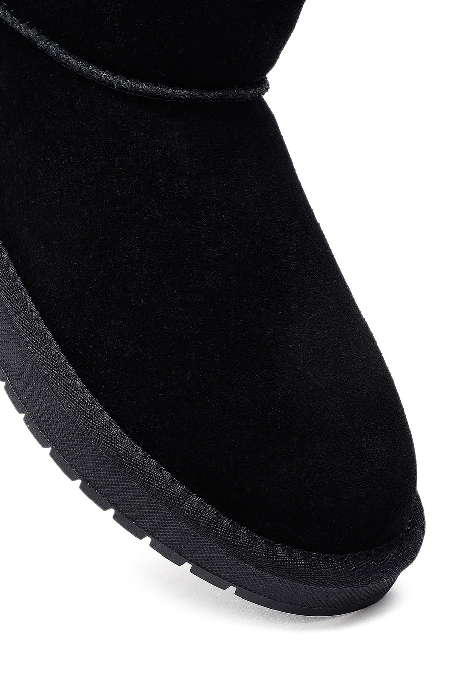 Woman Black Fur-Lined Suede Teddy Boots