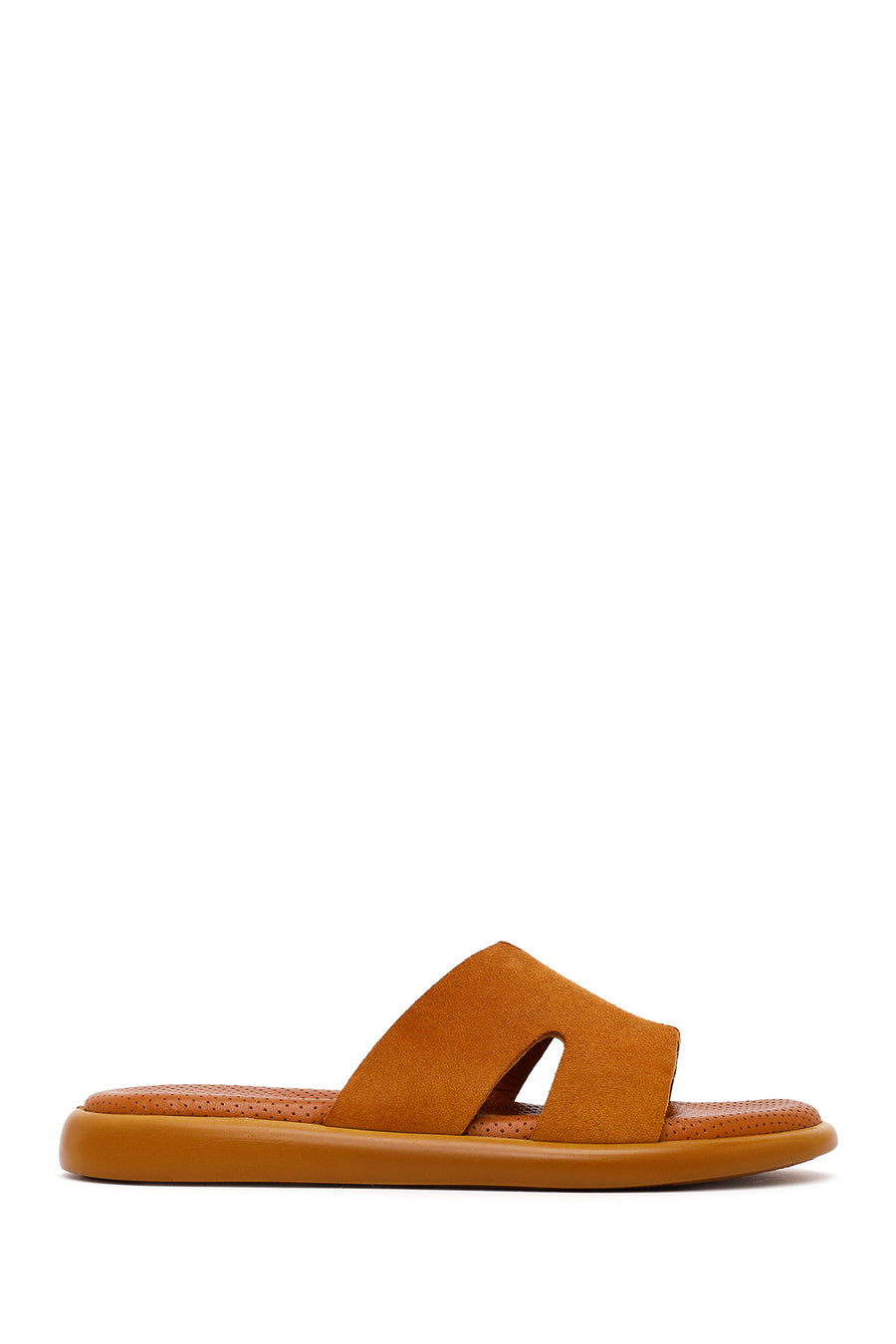 Woman Tan Suede Leather Slippers 26SFD361510 | Derimod