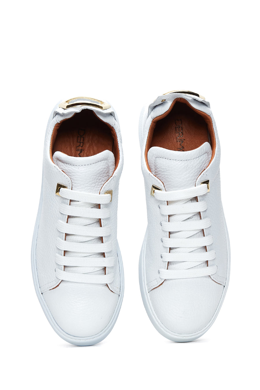 Kadın Beyaz Bağcıklı Deri Sneaker
