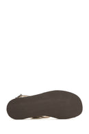 Woman Beige Wrist Strap Fingertips Leather Sandals | Derimod