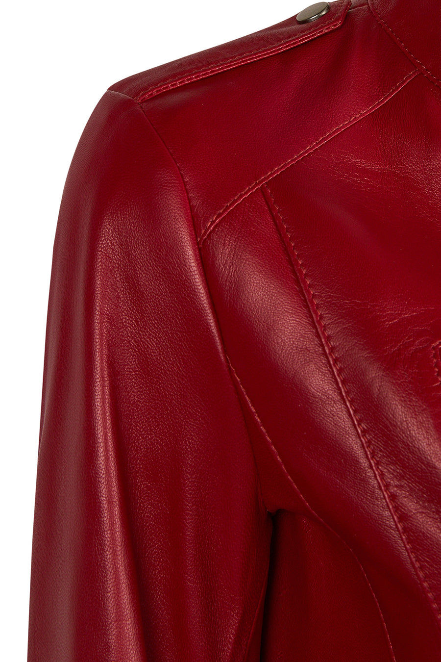Nora Woman Red Short Leather Jacket