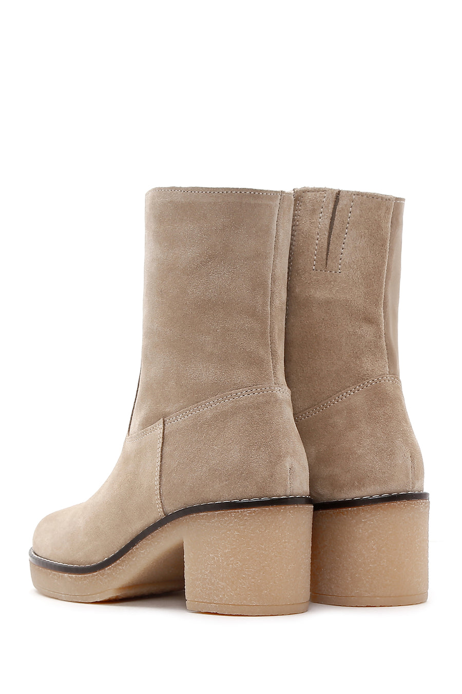 Women's Brown Suede Leather Heeled Boots