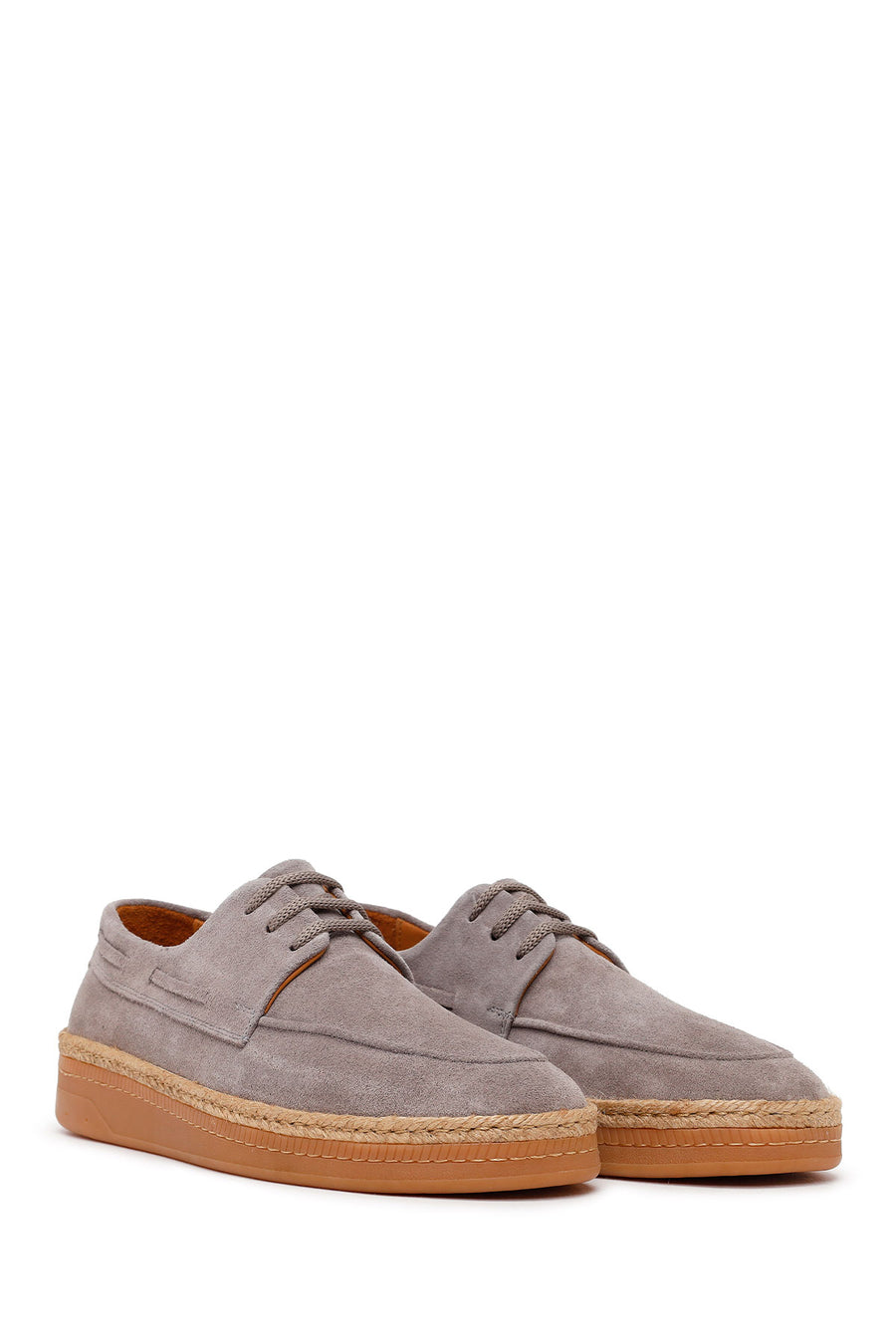 Male Gray Lace-Up Suede Casual Shoes