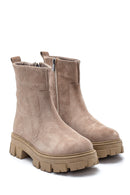 Women's Leather Suede Zipper Boots | Derimod