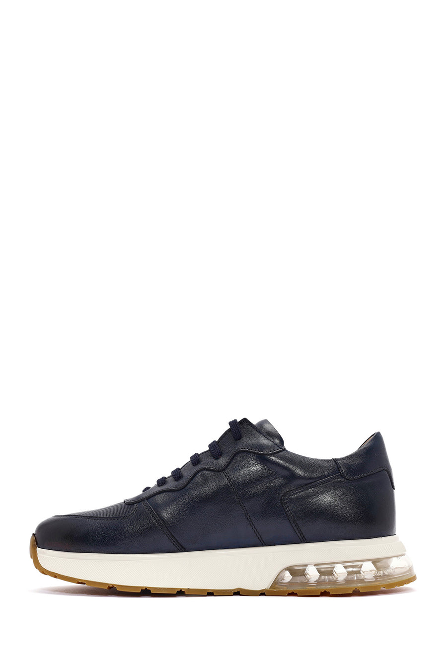 Men's Navy Blue Lace-Up Leather Sneaker