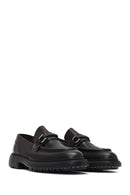 Men's Black Buckled Thick-Soled Leather Loafer | Derimod