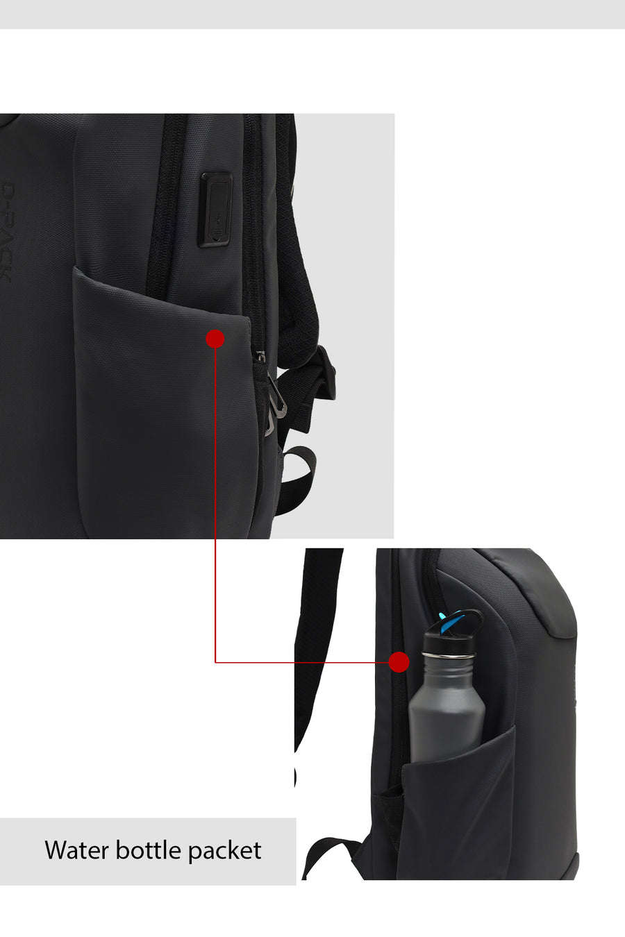 D-Pack Unisex Gri Teknolojik Kumaş Hardcase Sırt Çantası