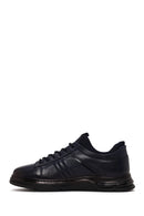 Male Navy Blue Lace-Up Leather Sneaker | Derimod