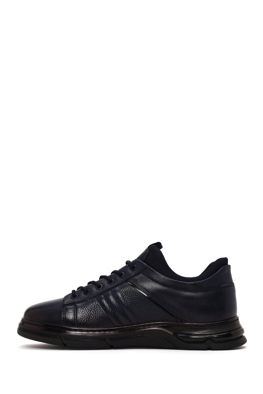 Male Navy Blue Lace-Up Leather Sneaker