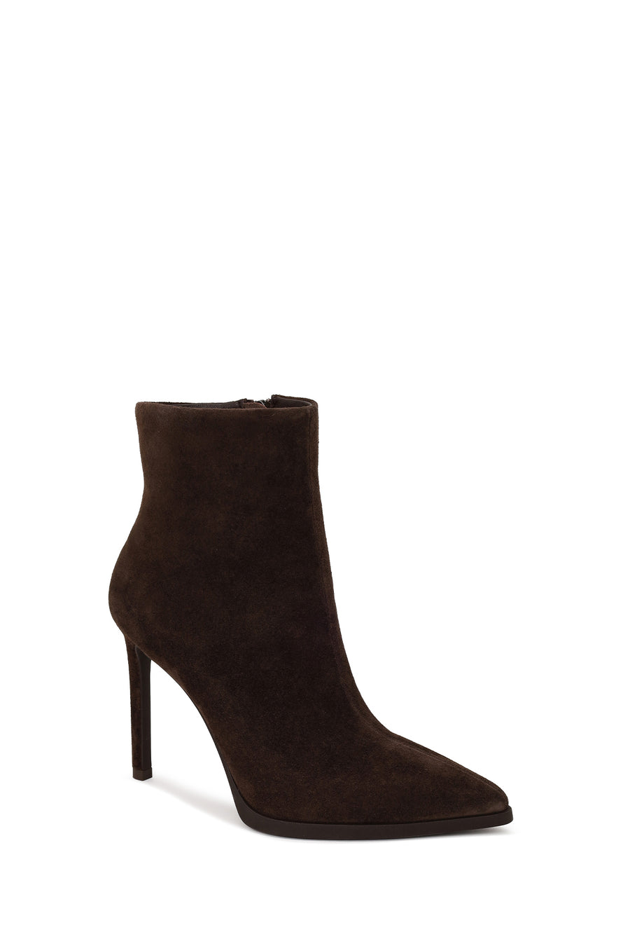 Woman Brown Zip Closure High Thin Heeled Suede Boots