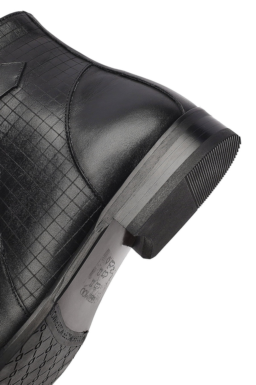 Men's Black Zippered Buckle Detail Leather Classic Boat