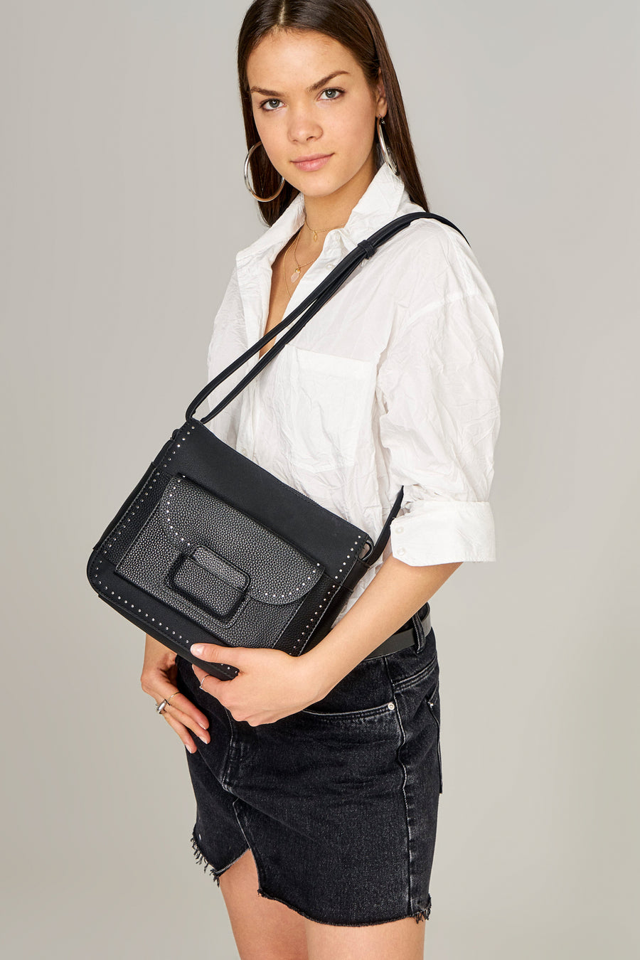 Women's Shoulder Bag with Staple Detail