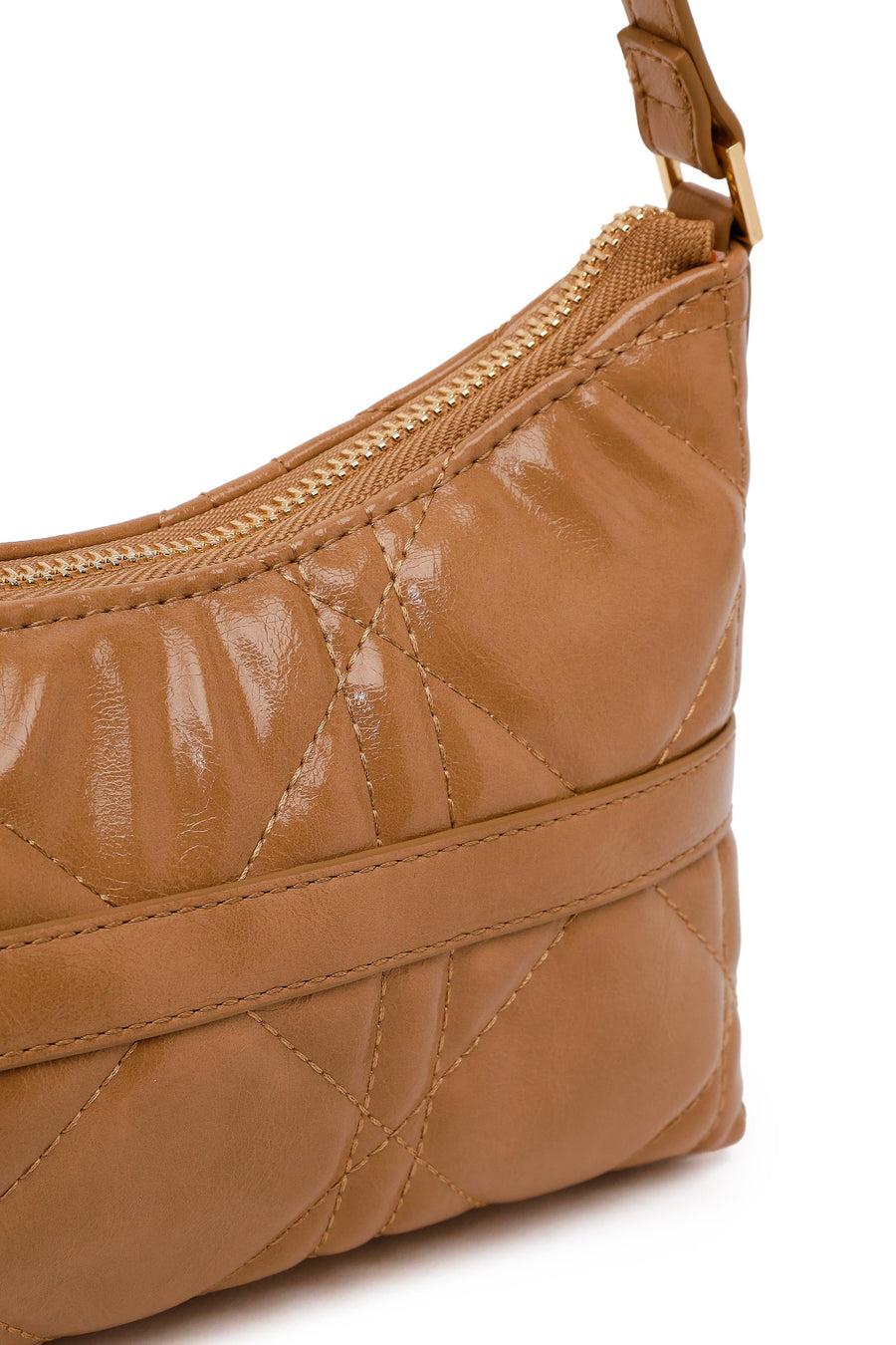Woman Beige Long Chain Strap Shoulder Bag