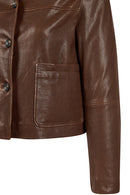 Jill Woman Brown Short Leather Jacket | Derimod