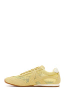 Women's Yellow Lace-up Suede Leather Sneaker | Derimod