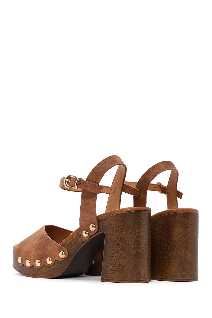 Woman Brown Ankle-Buckle Chunky-Heel Suede Sandal