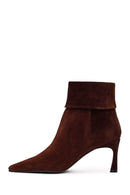 Woman Brown Thin-Heeled Suede Boots | Derimod