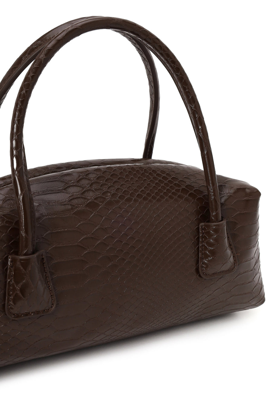 Woman Brown Long Strap Snake Print Shoulder Bag