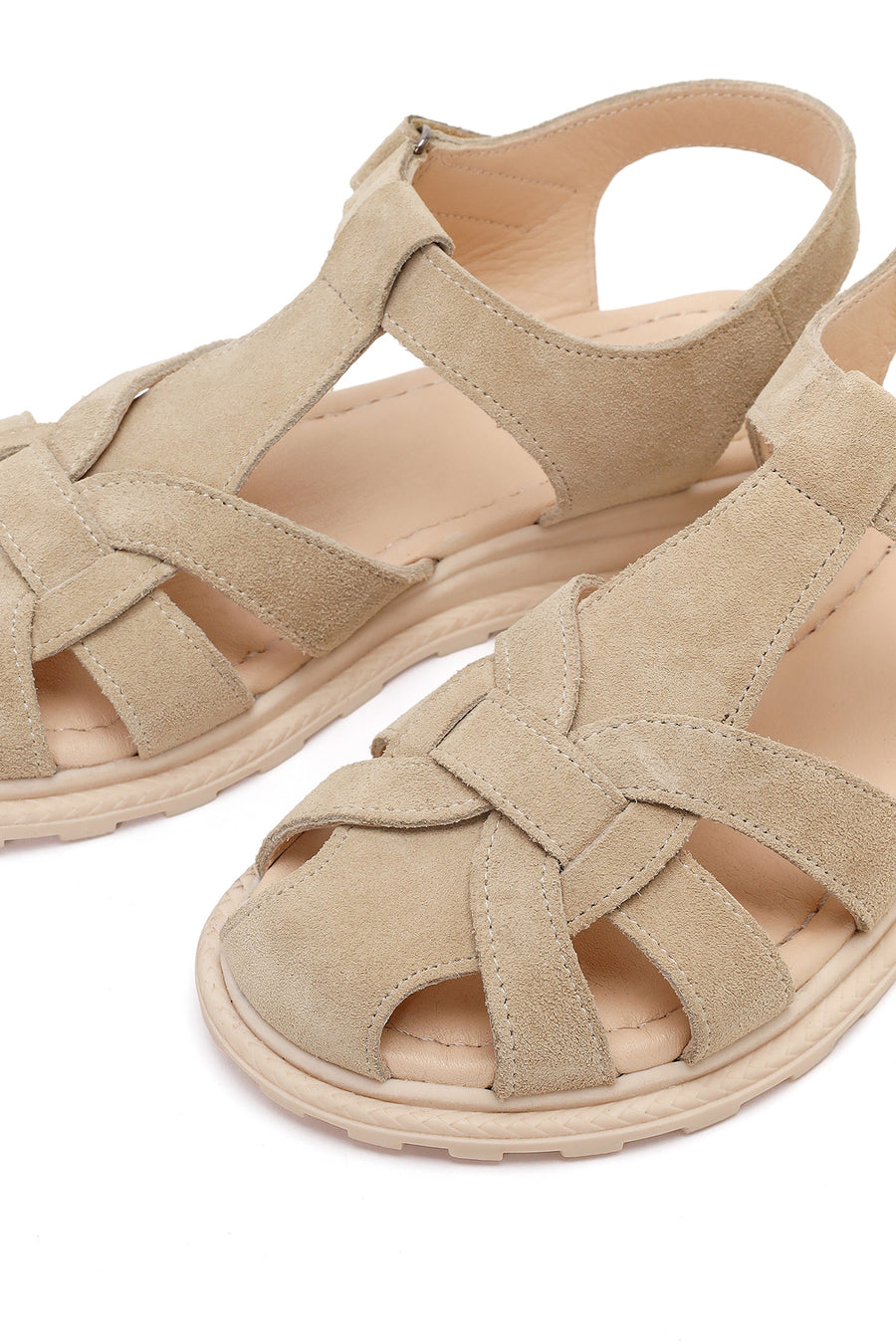 Women's Beige Suede Leather Sandals