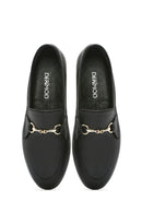Women's Black Leather Masculine Loafer | Derimod