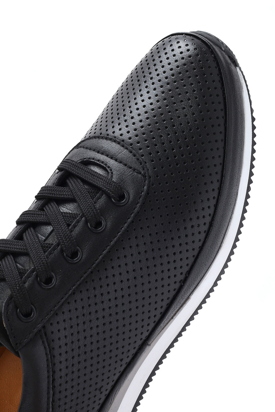 Men's Black Lace-Up Leather Casual Sneaker
