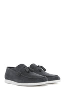 Men's Gray Tassel Suede Leather Casual Loafer | Derimod