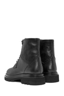 Men's Black Lace-Up Zipper Detailed Leather Casual Boots | Derimod