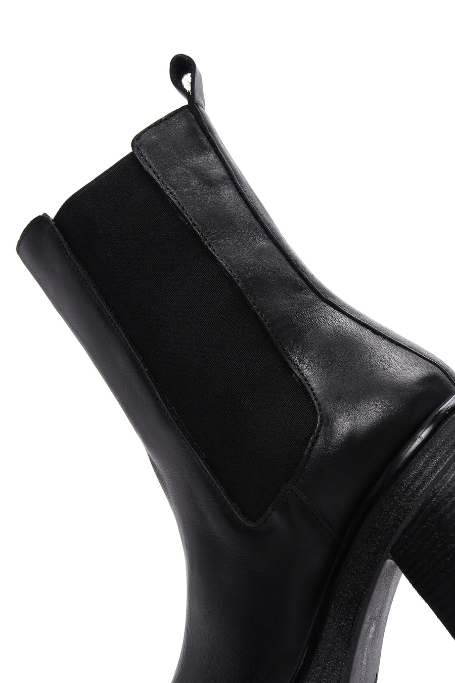 Women's Black Leather Heeled Chelsea Boots