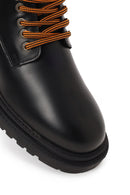 Harley Davidson Male Black Coro Zip Closure Leather Combat Boots | Derimod