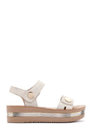 Women's Gold Ankle Strap Thick Soled Metallic Sandals | Derimod