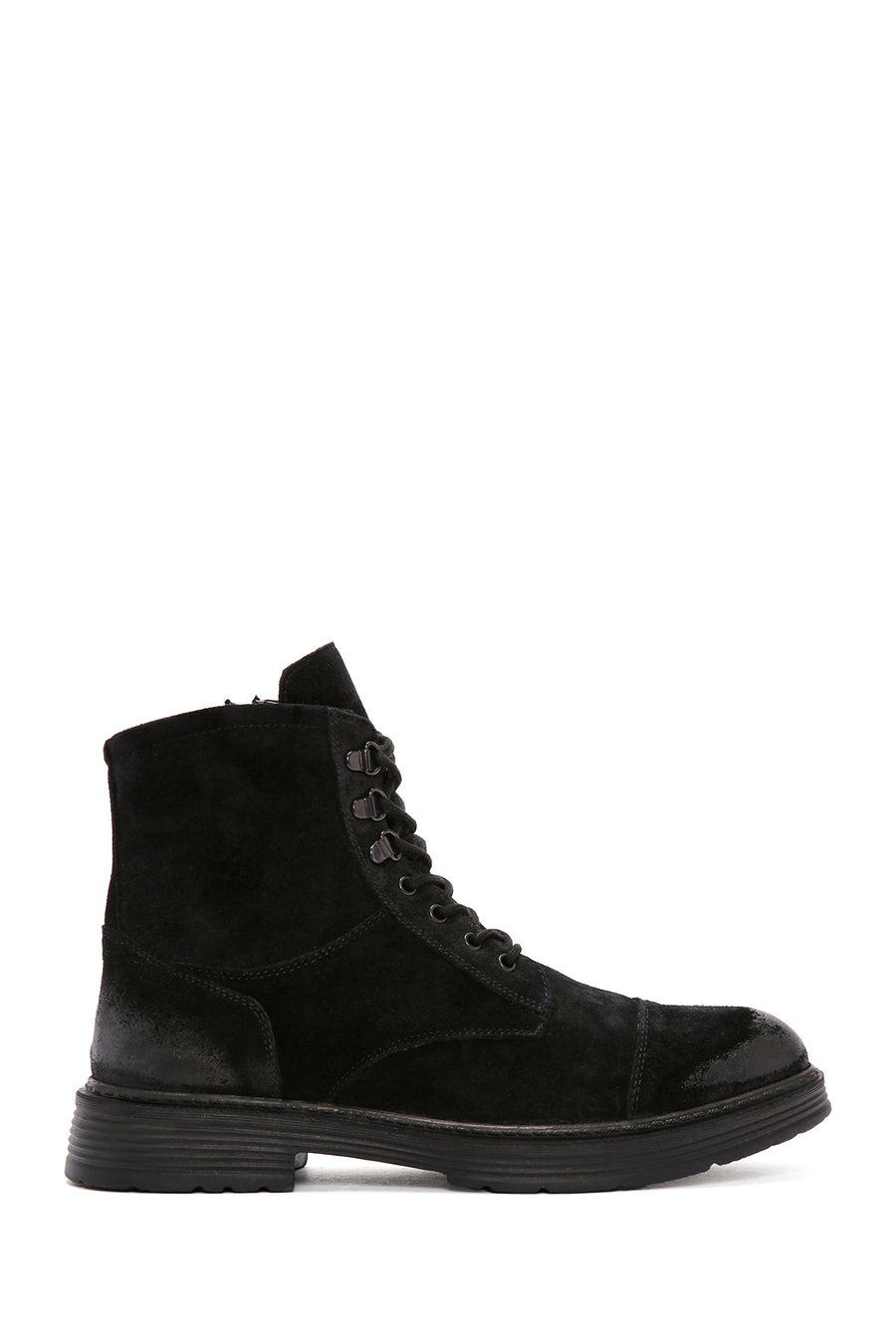 Men's Black Zippered Suede Leather Casual Boots 23WFD671610 | Derimod