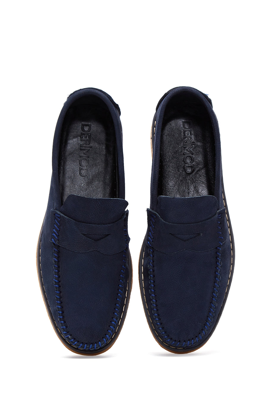 Erkek Lacivert Deri Casual Loafer
