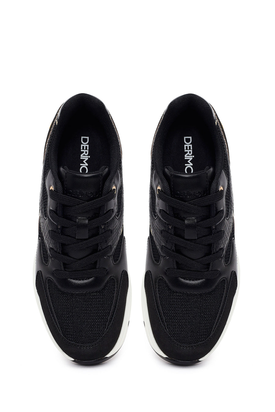 Woman Black Lace-Up Wedge Sneaker