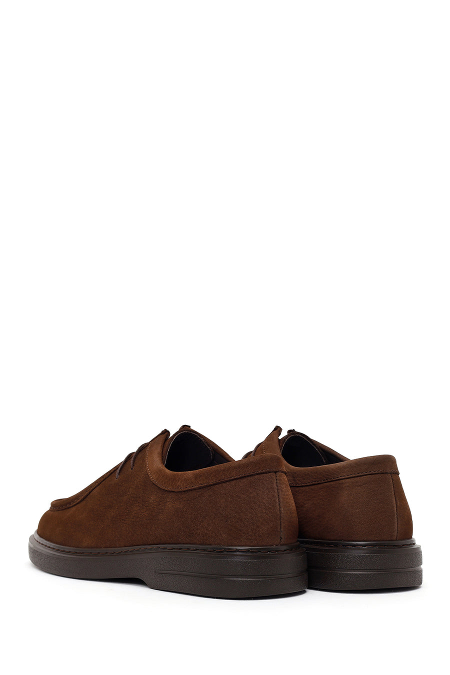 Male Brown Lace-Up Chunky-Soled Nubuck Leather Casual Shoes