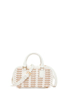 Woman White Long-Strap Braided Mini Shoulder Bag | Derimod
