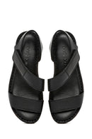 Women's Black Strappy Leather Comfort Sandals | Derimod