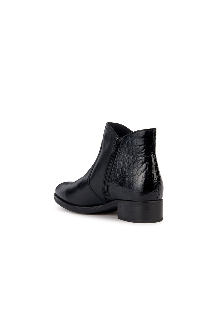 Geox Women's Black Felicity Zippered Heeled Leather Boots