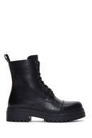 Women's Black Zippered Leather Boots | Derimod