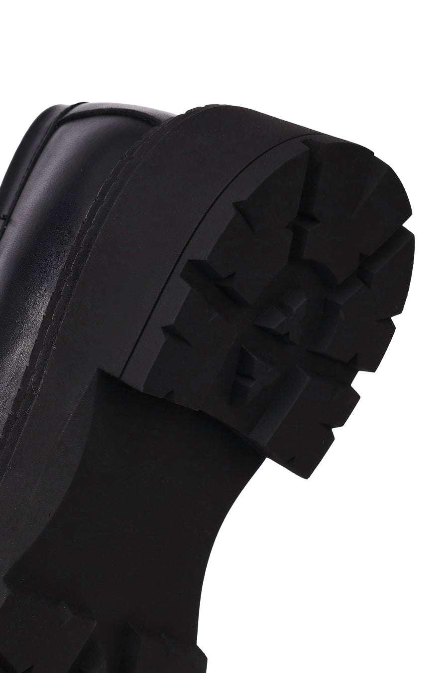 Women's Black Thick-Soled Leather Masculine Loafer