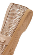 Woman Beige Net Buckled Ballerinas | Derimod