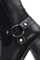 Women's Black Heeled Zippered Leather Boots | Derimod