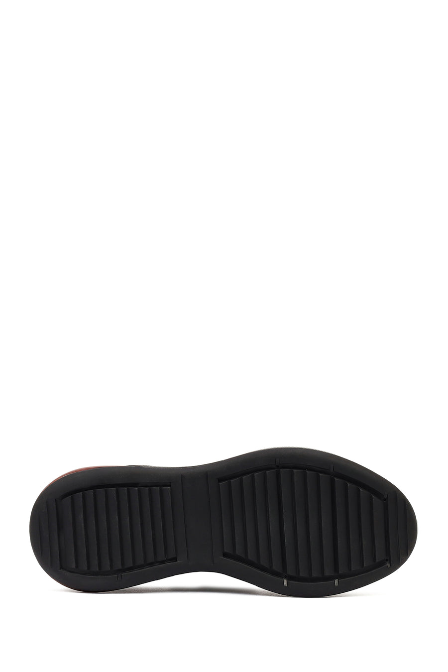 Men's Black Lace-Up Thick-Soled Leather Casual Sneaker