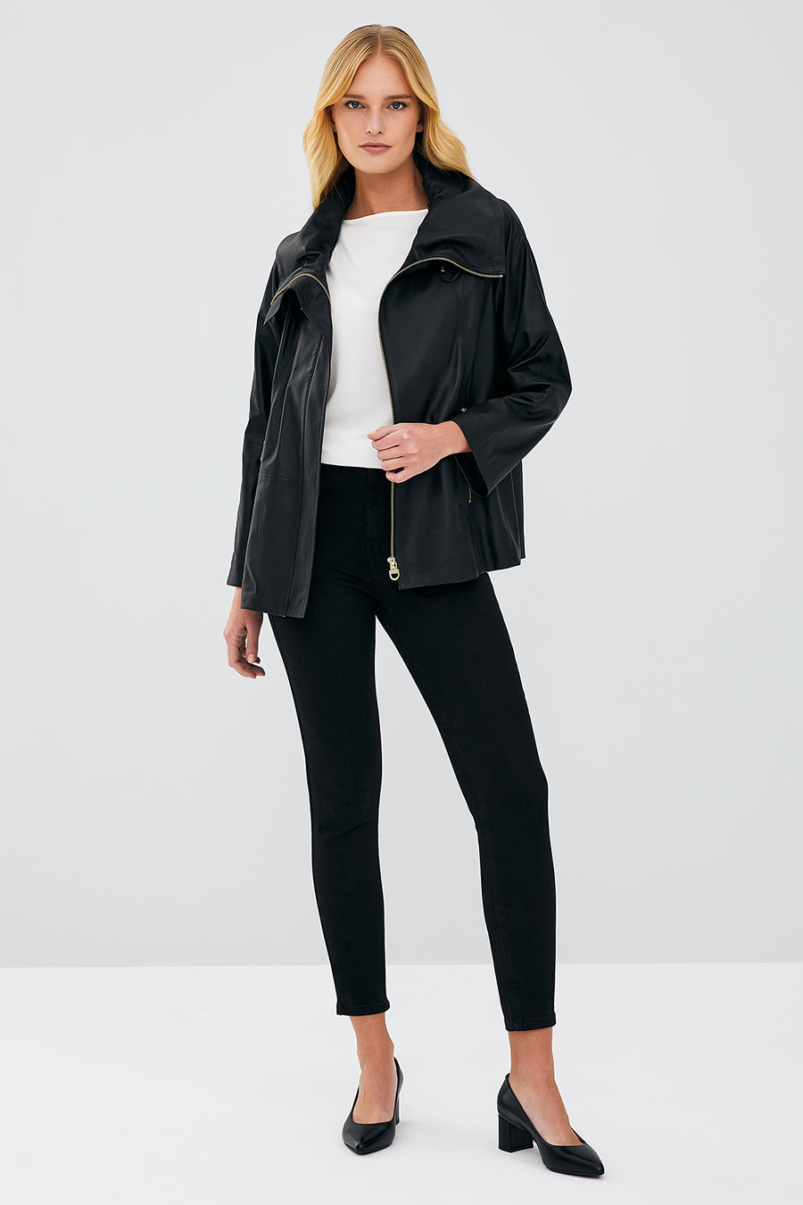 Felicita Kadın Siyah Oversize Deri Ceket