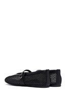 Woman Black Netted Buckled Ballerinas | Derimod