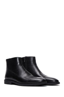 Men's Black Zippered Leather Classic Boat | Derimod