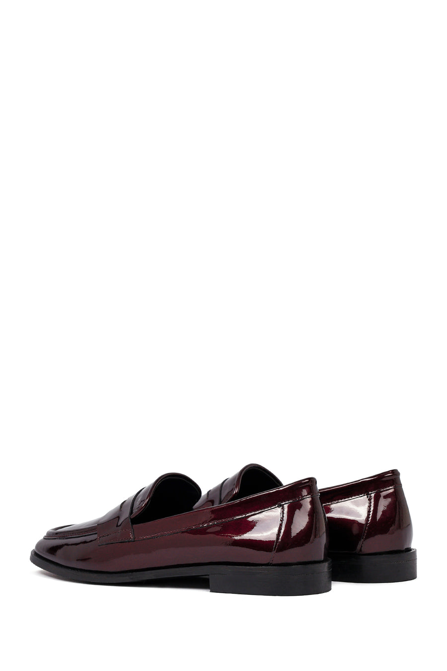 Kadın Bordo Deri Klasik Loafer