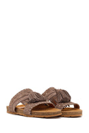 Women's Mink Tassel Suede Leather Slippers | Derimod