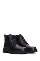 Men's Black Leather Zippered Boots | Derimod