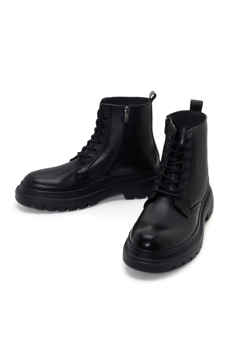 Men's Black Zippered Casual Leather Boots